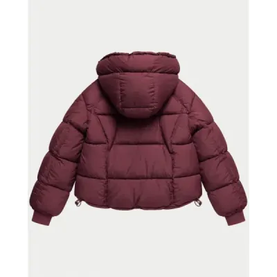 Dámská volná zimní bunda s kapucí, bordó MODA6088
