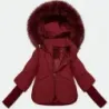Dámská volná zimní bunda s pletenými manžetami MODA6055 bordová