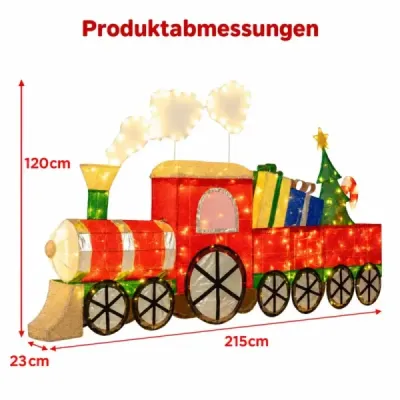 Osvětlená vlaková souprava s realistickým kouřovým vánočním vlakem s vánočním stromkem a LED světly