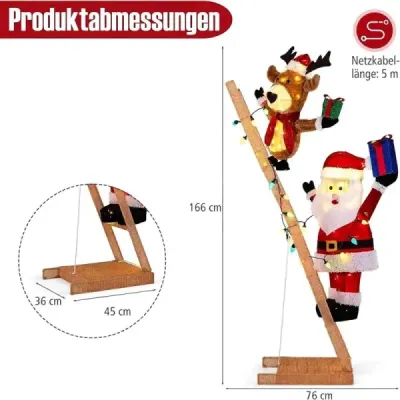 166 cm vysoká viditelnost stejně jako Otec Vánoc a žebříku se 100 LED bright XXL