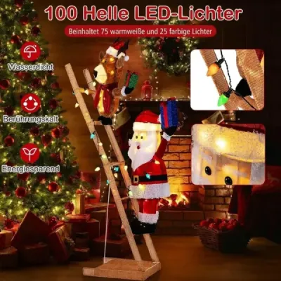 166 cm vysoká viditelnost stejně jako Otec Vánoc a žebříku se 100 LED bright XXL