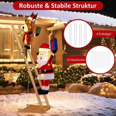 166 cm vysoká viditelnost stejně jako Otec Vánoc a žebříku se 100 LED bright XXL
