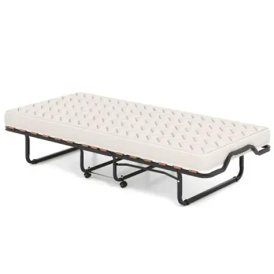 Skládací postel 80x200 cm s matrací z paměťové pěny s kolečky pro hosty, italský styl, černá