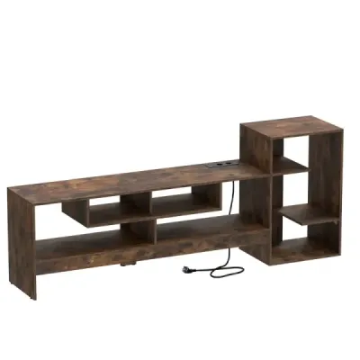 TV skříňka 162 cm, skříňka pod televizi pro televizory do 55 palců, se zásuvkami a USB porty, hnědá