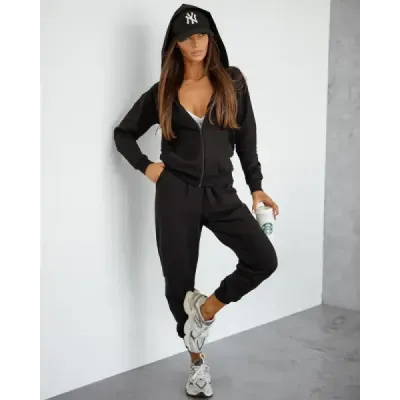 Dámská bavlněná sportovní souprava v černé barvě MODA1110