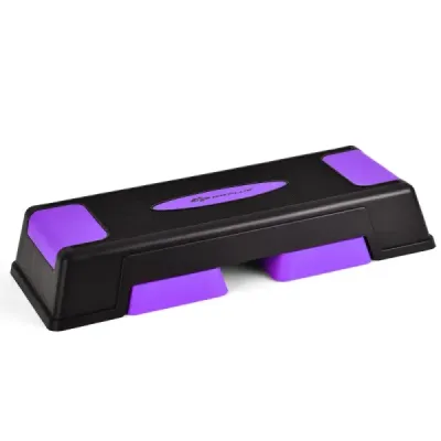 Výškově nastavitelný aerobní stepper se 3 úrovněmi 12 / 17 / 22 cm, fitness stepper, fialový