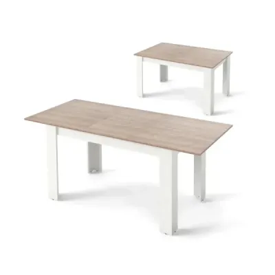 Rozkládací jídelní stůl Moderní kuchyňský stůl s nastavitelnou deskou a nohami ve tvaru L Bílý 158 x 70 x 76 cm