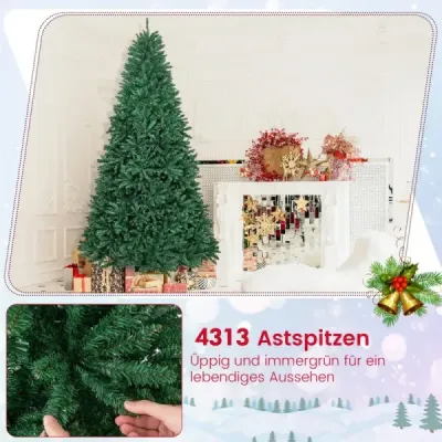 275 cm umělý vánoční stromek Kovový stojan Umělý stromek s 3594 hroty