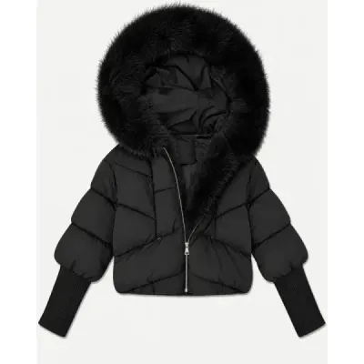 Dámská zimní bunda oversize s kožíškem MODA6085 černá