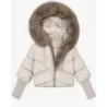 Dámská zimní bunda oversize s kožíškem MODA6085 bežová