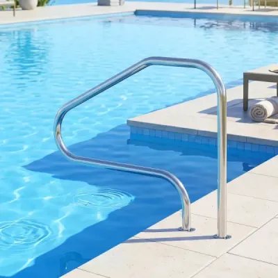 Sada 2 ks madel k bazénu 130 x 94 cm – madlo z nerezové oceli, bezpečnostní madlo pro bazény s nosností až 180 kg