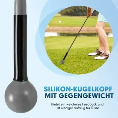 Sada 2 ks, 120 cm, tréninková pomůcka pro golfový švih s závaží na hlavici, tréninková pomůcka pro golf, švihový trenažér, šedá