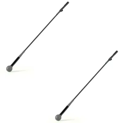 Sada 2 ks, 120 cm, tréninková pomůcka pro golfový švih s závaží na hlavici, tréninková pomůcka pro golf, švihový trenažér, šedá