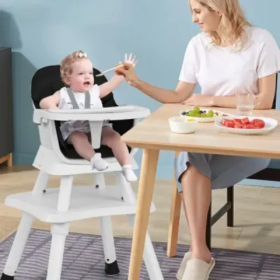 6 v 1 dětská vysoká židle Vysoká židle & jídelní židle & výukový stůl Dětská židle Kombinovaná vysoká židle Černá