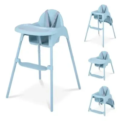 4 v 1 přestavitelná vysoká židlička pro kojence Vysoká židlička pro kojence s 2 výškami Dětská židlička Modrá