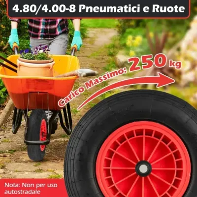 2 x 4.80/4.00-8 pneumatiky a kola pro trakaře 40 cm gumová kola s 2 cm ložisky Černá barva