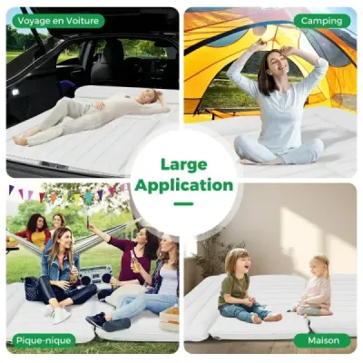 Matrace do auta 190 x 130 cm SUV nafukovací matrace oboustranná nafukovací postel se vzduchovou pumpou béžová