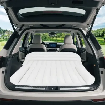 Matrace do auta 190 x 130 cm SUV nafukovací matrace oboustranná nafukovací postel se vzduchovou pumpou béžová
