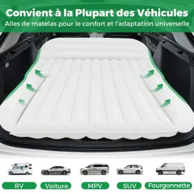 Matrace do auta 190 x 130 cm SUV nafukovací matrace oboustranná nafukovací postel se vzduchovou pumpou béžová