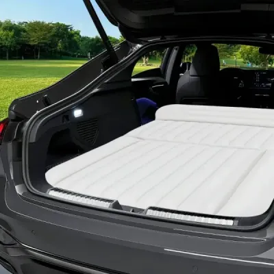 Matrace do auta 190 x 130 cm SUV nafukovací matrace oboustranná nafukovací postel se vzduchovou pumpou béžová