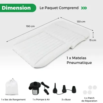 Matrace do auta 190 x 130 cm SUV nafukovací matrace oboustranná nafukovací postel se vzduchovou pumpou béžová