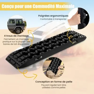 Sand sheets off-road 2 kusy trakční pomocný žebřík pneumatik pro písek/bláto/sníh 107 x 31 x 7 cm černý