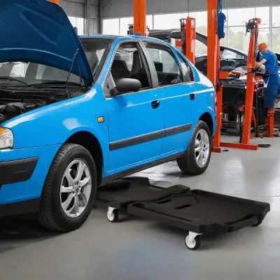 108 cm skládací pojízdná deska dílenská montáž pojízdná deska s polstrovanou opěrkou hlavy černá