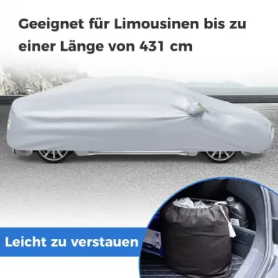 Nepromokavá plachta pro vozidla Kryt na auto s dveřmi na zip 431 x 160 x 115 cm Stříbrná
