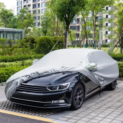 Nepromokavá plachta pro vozidla Kryt na auto s dveřmi na zip 431 x 160 x 115 cm Stříbrná