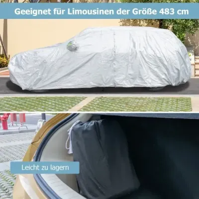 Nepromokavá plachta pro vozidla Kryt na auto s dveřmi na zip 483 x 191 x 153 cm Stříbrná