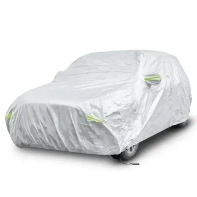 Nepromokavá plachta na vozidla Kryt na auto s dveřmi na zip 492 x 191 x 154 cm Stříbrná