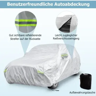 Nepromokavá plachta pro vozidla Kryt na auto s dveřmi na zip 516 x 191 x 164 cm Stříbrná