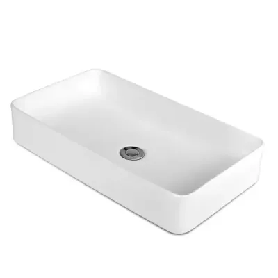 Porcelánové umyvadlo Keramické umyvadlo s výsuvným odpadem 60 x 35 x 11 cm Bílá