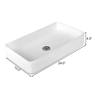 Porcelánové umyvadlo Keramické umyvadlo s výsuvným odpadem 60 x 35 x 11 cm Bílá