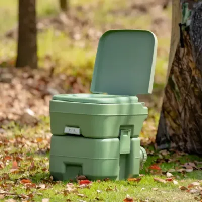 Camping WC Cestovní toaleta Mobilní toaleta WC Přenosná venkovní toaleta 20 L-šedá