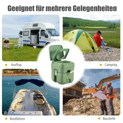 Camping WC Cestovní toaleta Mobilní toaleta WC Přenosná venkovní toaleta 20 L-šedá