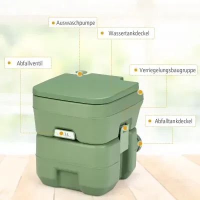 Camping WC Cestovní toaleta Mobilní toaleta WC Přenosná venkovní toaleta 20 L-šedá
