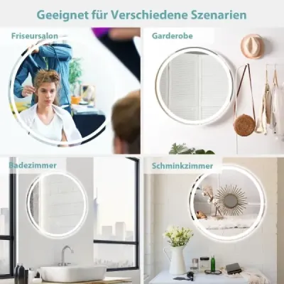 Kulaté koupelnové zrcadlo LED pro montáž na zeď 3000 K-6000 K ? 60 cm