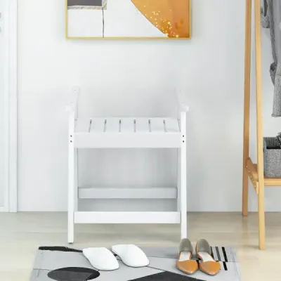 Sprchová lavice s područkami, vířivá sedačka, koupelnová stolička do sprchy, vodotěsná koupelnová lavice, bílá, 58 x 52 x 61,5 cm