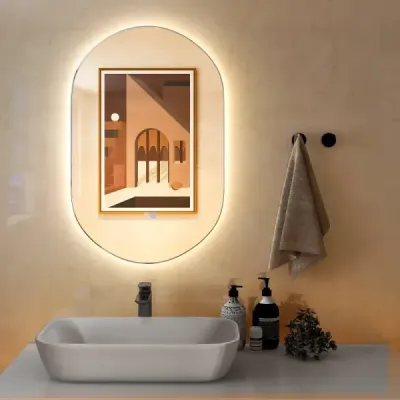 80 x 50 cm LED nástěnné zrcadlo Oválné stmívatelné koupelnové zrcadlo