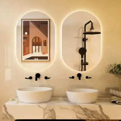 80 x 50 cm LED nástěnné zrcadlo Oválné stmívatelné koupelnové zrcadlo