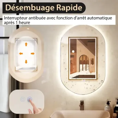 80 x 50 cm LED nástěnné zrcadlo Oválné stmívatelné koupelnové zrcadlo