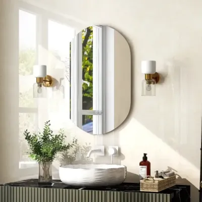 80 x 50 cm LED nástěnné zrcadlo Oválné stmívatelné koupelnové zrcadlo