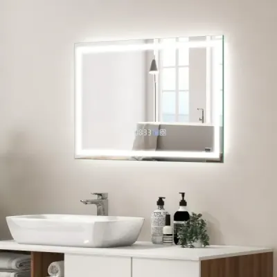 Koupelnové zrcadlo s vyhříváním zrcadla proti zamlžování LED zrcadlo stmívatelné koupelnové zrcadlo 3000K-6000K 60 x 40 cm