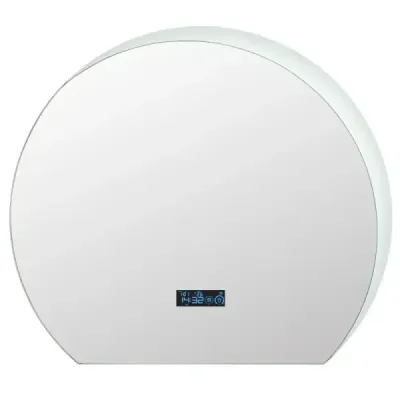 Půlkruhové koupelnové zrcadlo se 3 barevnými LED světly, stmívatelné kosmetické zrcadlo