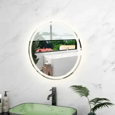 Koupelnové zrcadlo LED s osvětlením 60cm kulaté koupelnové zrcadlo proti zamlžování stříbrné