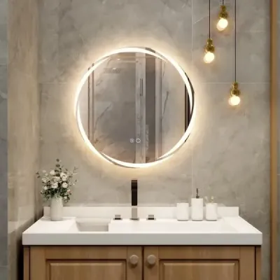 Koupelnové zrcadlo LED s osvětlením 60cm kulaté koupelnové zrcadlo proti zamlžování oválné