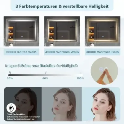 Koupelnové zrcadlo LED s osvětlením 80 x 60 cm koupelnové zrcadlo proti zamlžování obdélníkové