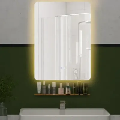 Koupelnové zrcadlo LED s osvětlením, dotykovým spínačem a paměťovou funkcí Nástěnné zrcadlo 70 x 50 cm