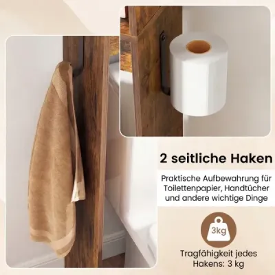 Toaletní skříňka – organizér do koupelny ve venkovském stylu s posuvnými dveřmi v designu stodolových vrat, hnědá
